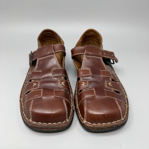 Josef Seibel  Brown Leather Fisherman Sandals Clogs Womens Size 6.5US - Picture 4 of 8